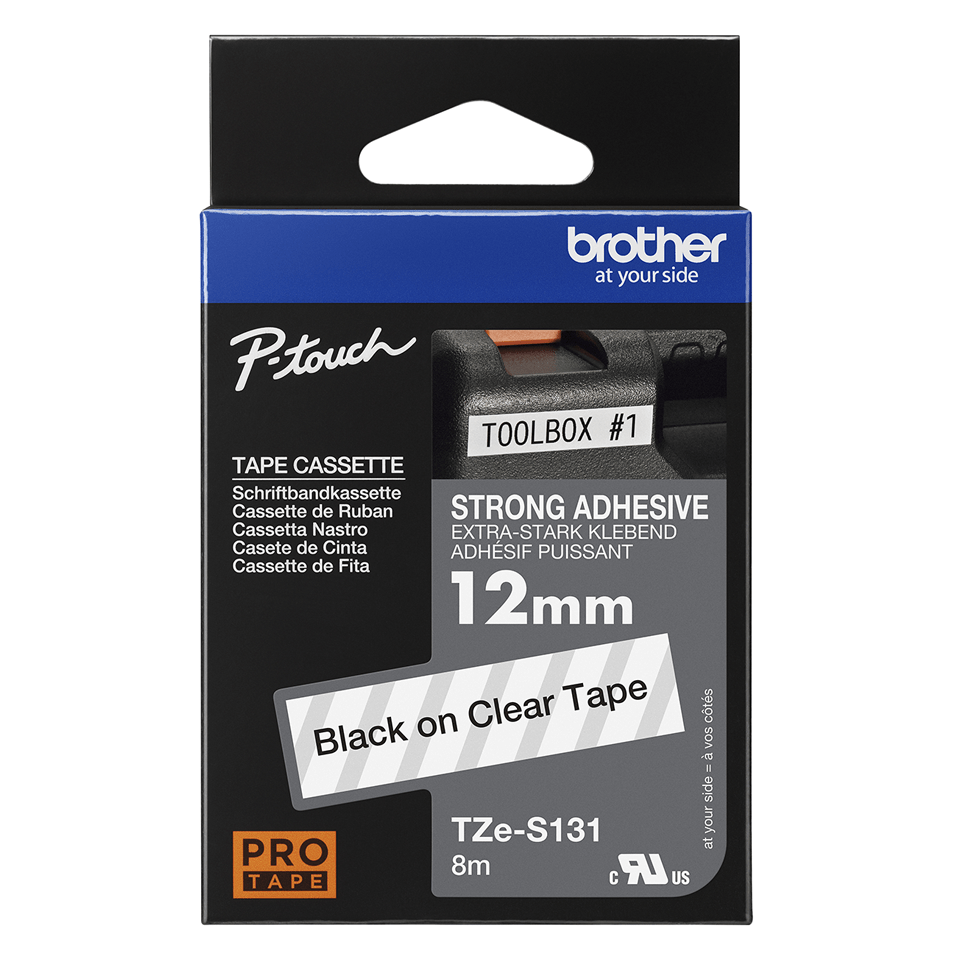 Oriģināla Brother TZe-S131 uzlīmju lentes kasete - melnas drukas caurspīdīga, 12mm plata 3